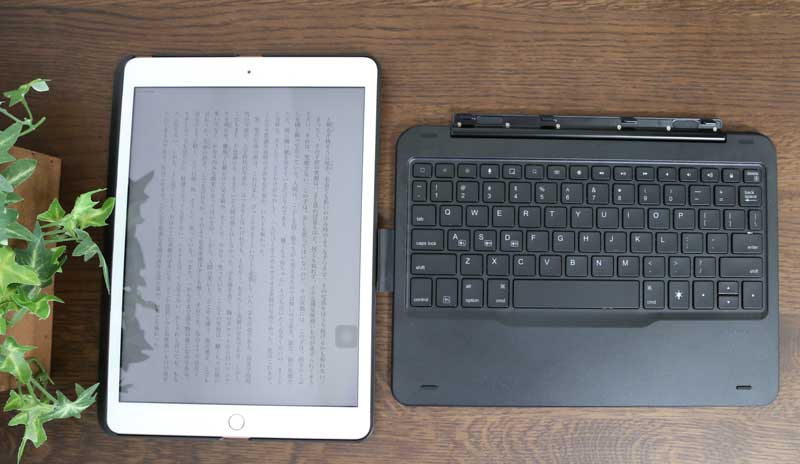 iPad 10.2 キーボード ケース第7世代2019モデル Bluetoothキーボードカバー343 DIY/七色バックライト付き オートスリープ機能 ペンシルホルダー付き ワイヤレス 一体型脱着式スマート軽量ケースキーボード [ iPad 10.2/iPad Air3/Pro 10.5（2017）兼用] キーボードから外して縦置きで読書